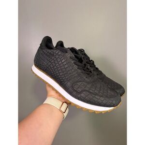 Woden Ydun Croco II Sneakers Womens 8 Black Leather Embossed Cork Breathable